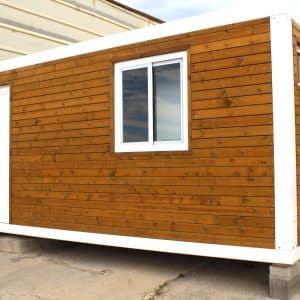 modulo prefabricado en panel sándiwch forrado madera