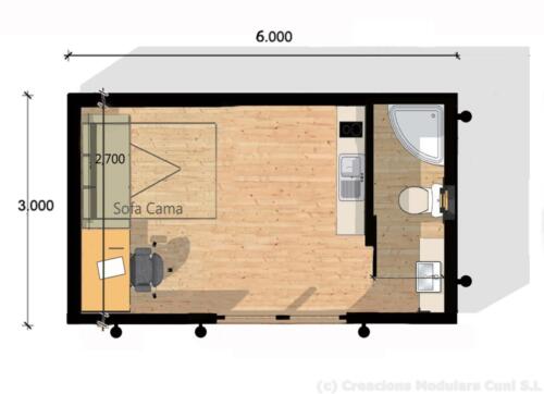 Mobilhome de madera 6x3
