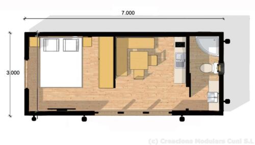 Mobilhome de madera 7x3