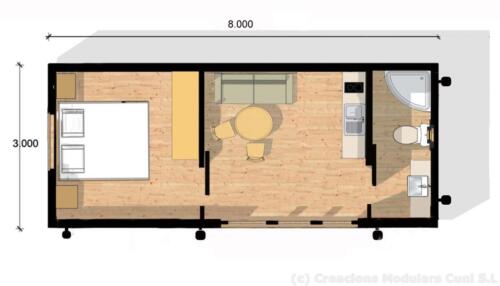 Mobilhome de madera 7x3